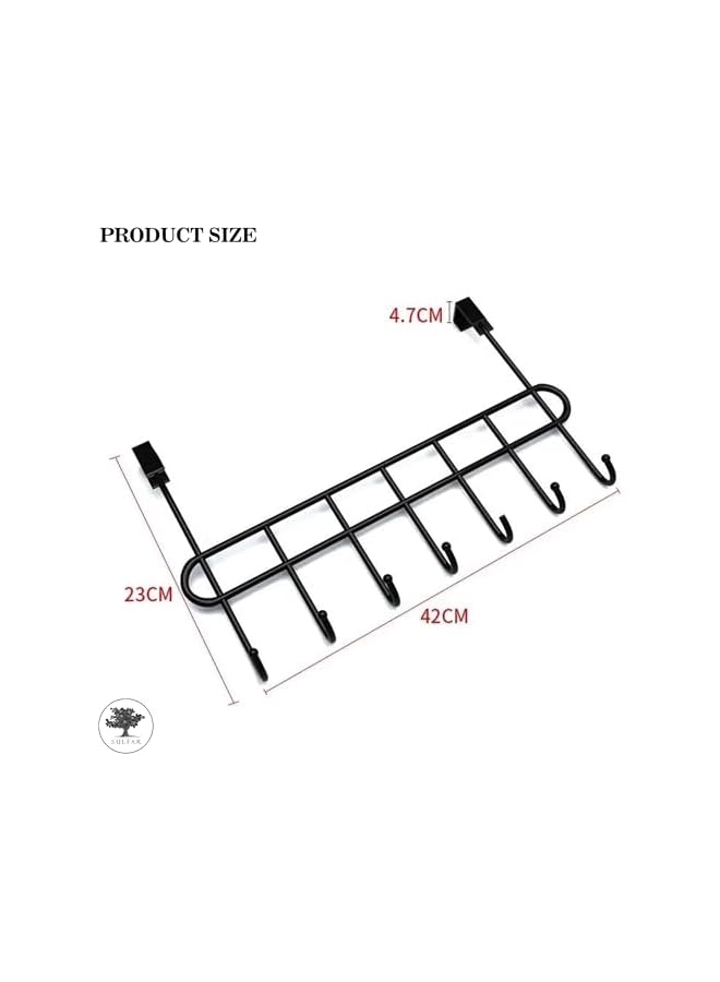 Sulfar Bathroom Door Hanger Hooks Steel, Ideal for Clothes Durable and Versatile Door Hanging Accessory Black (7 Hook) - Image 2