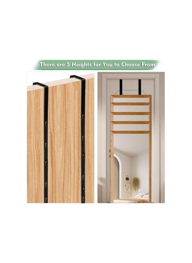 promass Over-The-Door Mirror Hanger, 2 Pairs Adjustable Mirror Hook Set with Protective Lining, 4 Mirror Brackets for 1.9'' Door Depth, Space-Saving Organizer (Black & White) - Image 2