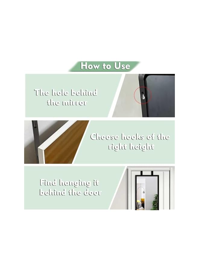 promass Over-The-Door Mirror Hanger, 2 Pairs Adjustable Mirror Hook Set with Protective Lining, 4 Mirror Brackets for 1.9'' Door Depth, Space-Saving Organizer (Black & White) - Image 4
