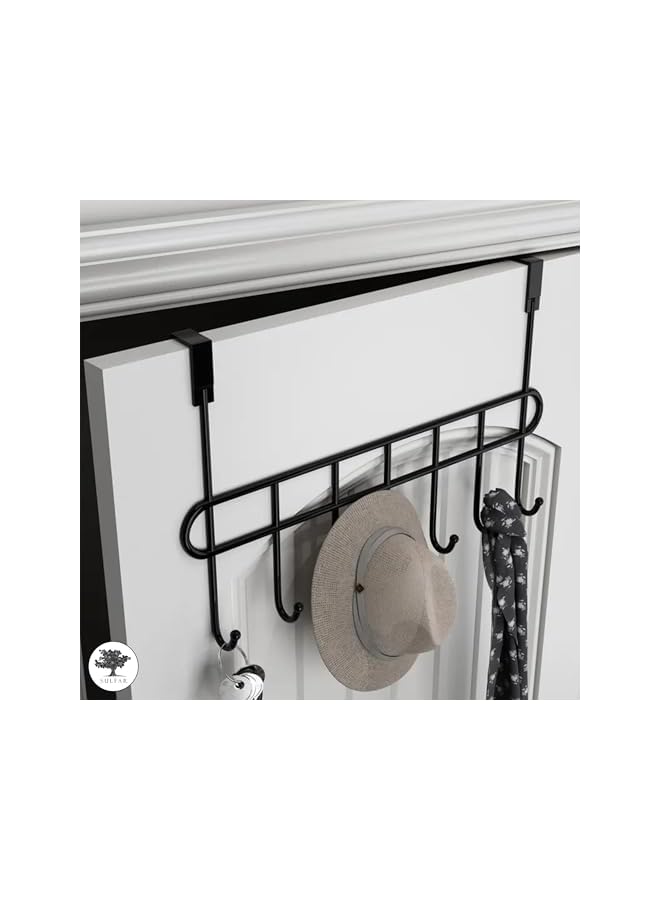 Sulfar Bathroom Door Hanger Hooks Steel, Ideal for Clothes Durable and Versatile Door Hanging Accessory Black (7 Hook) - Image 3