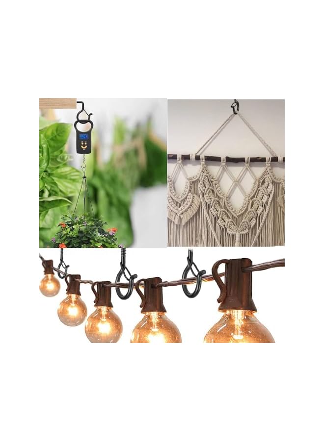 PROMASS promass Heavy Duty Ceiling Hooks 20 Pcs Q Hanger Hooks With Safety Buckle, For Hanging Outdoor String Lights, Plants, Christmas & Patio Lights(Black)  - Image 4