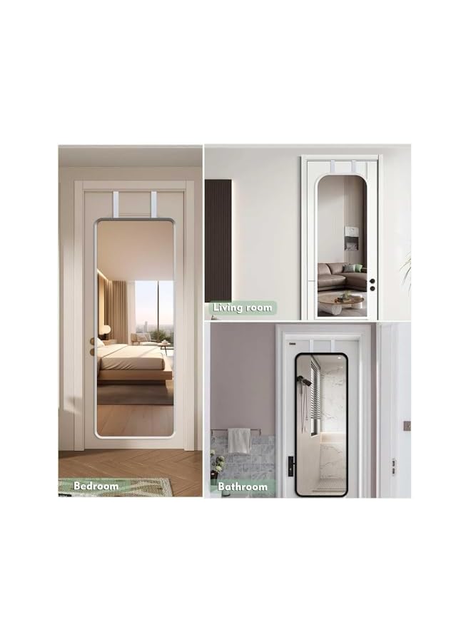 promass Over-The-Door Mirror Hanger, 2 Pairs Adjustable Mirror Hook Set with Protective Lining, 4 Mirror Brackets for 1.9'' Door Depth, Space-Saving Organizer (Black & White) - Image 5