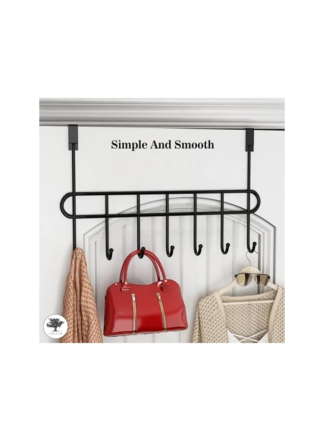 Sulfar Bathroom Door Hanger Hooks Steel, Ideal for Clothes Durable and Versatile Door Hanging Accessory Black (7 Hook) - Image 4