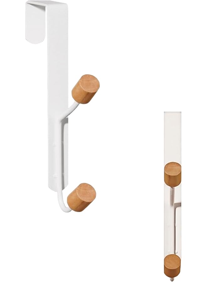 PROMASS promass Sturdy Metal Over Door Hooks - 2 Pack Organizer Rack for Coats, Hats, Robes, Towels - White Door Hangers for Bathroom and Bedroom - Space-Saving Solution with Strong Hanging Capability  - Image 1