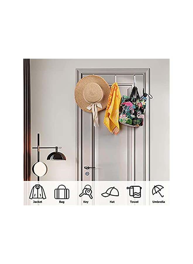 promass Over The Door Hooks 6 Pack Over The Door Towel Hanger for Coat Hangers Sturdy Stainless Steel Hooks for Hanging Coats - Image 2