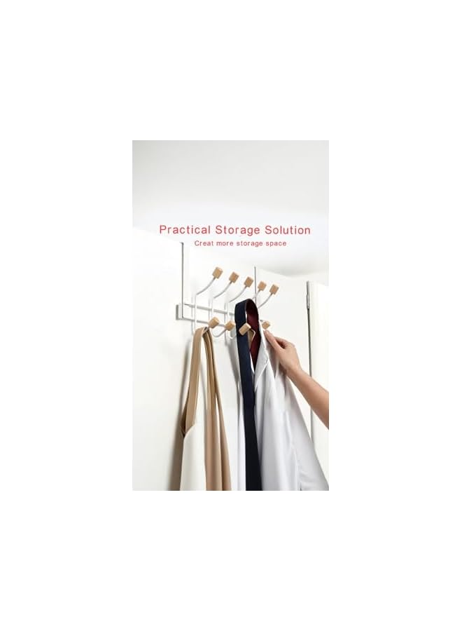 PROMASS promass Sturdy Metal Over Door Hooks - 2 Pack Organizer Rack for Coats, Hats, Robes, Towels - White Door Hangers for Bathroom and Bedroom - Space-Saving Solution with Strong Hanging Capability  - Image 4