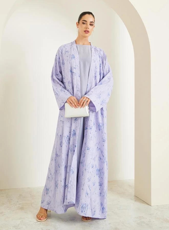 Women Lilac Textured Abaya