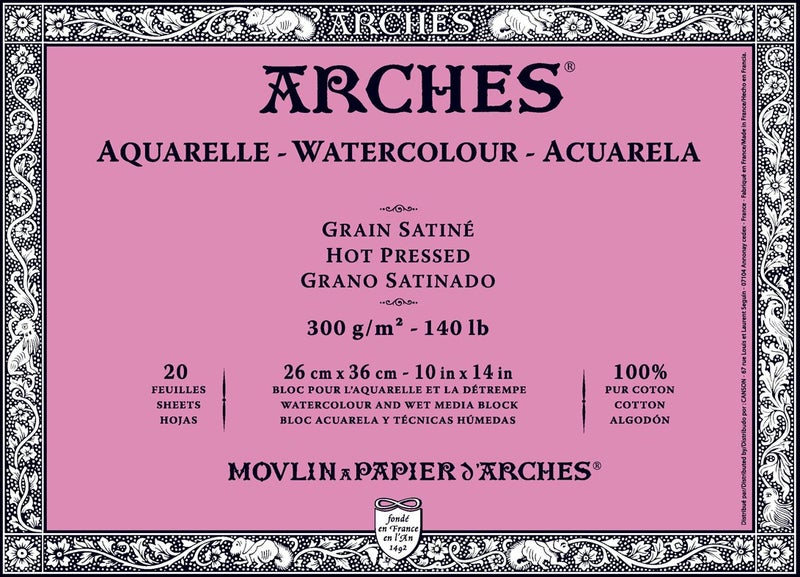 Arches Watercolor Block 140 lb Hot Press - 10x14 inch, 20 sheet - Image 5