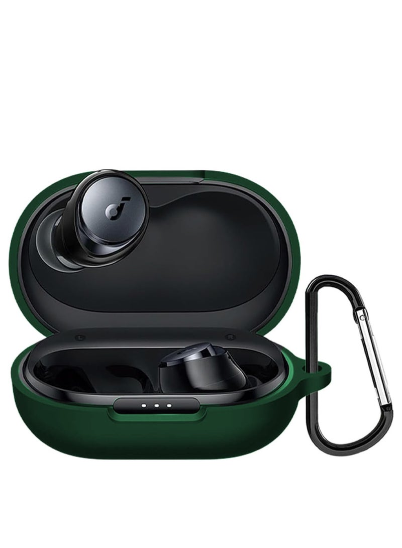 Silicone Case Compatible with Anker Soundcore Space A40, Protective Cover with Carabiner (Green)  - Image 1