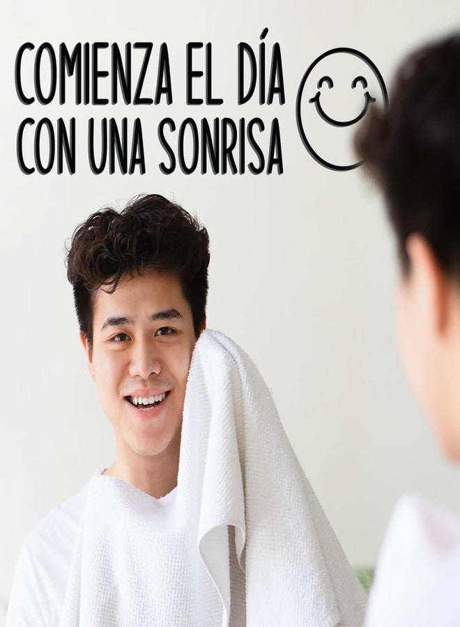 Ceybo Vinyl Wall Art Decal - Comienza El Día Con UNA Sonrisa/Start The Day with A Smile - 7.2" x 25" - Positive Inspiring Spanish Quote Sticker for Bedroom Kids Room Daycare School Decor - Image 5