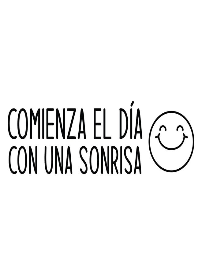 Ceybo Vinyl Wall Art Decal - Comienza El Día Con UNA Sonrisa/Start The Day with A Smile - 7.2" x 25" - Positive Inspiring Spanish Quote Sticker for Bedroom Kids Room Daycare School Decor - Image 1