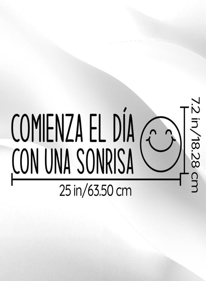Ceybo Vinyl Wall Art Decal - Comienza El Día Con UNA Sonrisa/Start The Day with A Smile - 7.2" x 25" - Positive Inspiring Spanish Quote Sticker for Bedroom Kids Room Daycare School Decor - Image 2