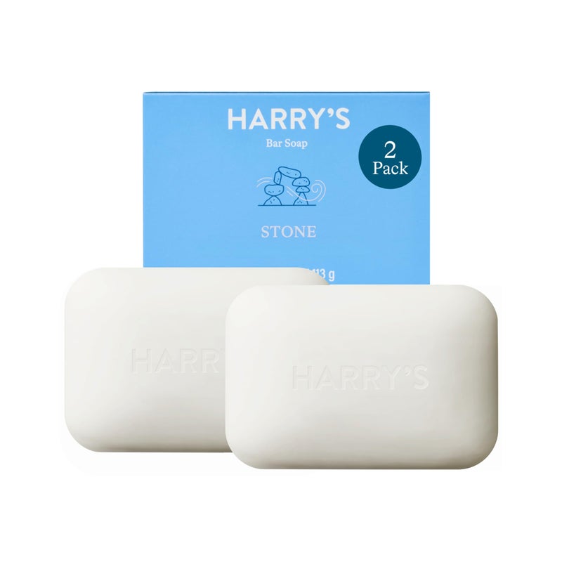 Harrys Bar Soap for Men  Stone Scent 4 oz Body Soap Bars 2 Pack