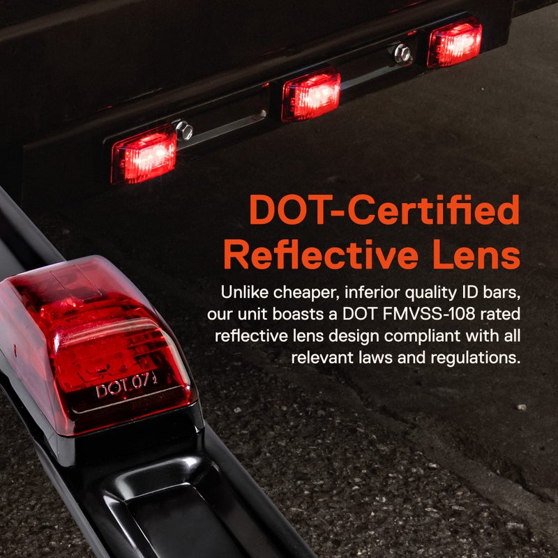 ONLINE LED STORE TRUE MODS 15" Inch 9 LED 3 Red Trailer Light Bar [DOT FMVSS 108] [SAE P2] [IP67 Submersible] 12V Identification Running Marker ID Center Rear Tail Lightbar Strip for 80" Enclosed Marine Boat Trailers - Image 4