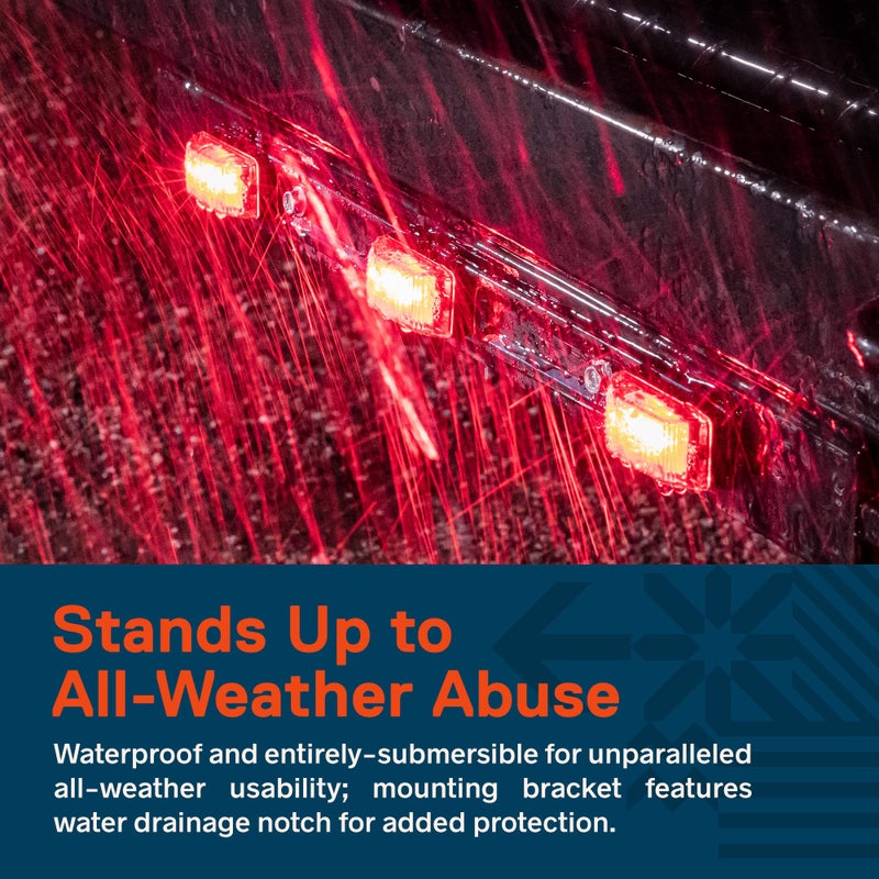 ONLINE LED STORE TRUE MODS 15" Inch 9 LED 3 Red Trailer Light Bar [DOT FMVSS 108] [SAE P2] [IP67 Submersible] 12V Identification Running Marker ID Center Rear Tail Lightbar Strip for 80" Enclosed Marine Boat Trailers - Image 2