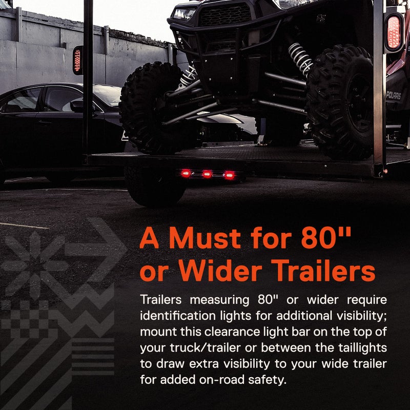 ONLINE LED STORE TRUE MODS 15" Inch 9 LED 3 Red Trailer Light Bar [DOT FMVSS 108] [SAE P2] [IP67 Submersible] 12V Identification Running Marker ID Center Rear Tail Lightbar Strip for 80" Enclosed Marine Boat Trailers - Image 3