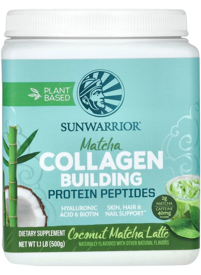 Sunwarrior Collagen Building Protein Peptides Coconut Matcha Latte 1.1 lb (500 g) 