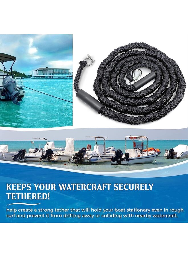 LAMAY Anchor Mate Bow Tether Bungee Line Boat Bungee Dock Lines for Boats, PWCs and Kayaks Absorbs Shock from Swells and Wind, Prevents Dislodging Perfect for Anchoring, Mooring and Tethering - Image 3