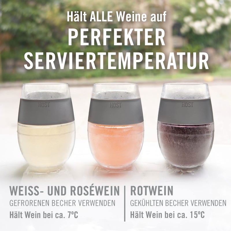 HOST Wine Freeze Cooling Cups, Insulated Wine Tumblers with Lids and Freezing Gel, Freezable Cups, Summer Gifts for Women, 8.5oz Set of 2, Gray - Image 5