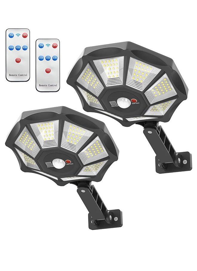 Ecoey Solar Street Light 2 Packs Solar Powered Yard Light with 168 LEDs 8 Light Surfaces Large Lighting Range Solar Powered Outdoor Light IP66 Motion Sensor for Yard, Street, Basketball Court  - Image 1