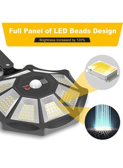 Ecoey Solar Street Light 2 Packs Solar Powered Yard Light with 168 LEDs 8 Light Surfaces Large Lighting Range Solar Powered Outdoor Light IP66 Motion Sensor for Yard, Street, Basketball Court  - Image 3
