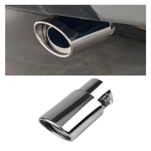 smilfuy Stainless Steel Car Exhaust Tip 25 Inlet 33 Outlet Adjustable ChromePlated Finish Exhaust Tailpipe Car Exhaust Pipe Modification Tail Throat Tail Pipe Fit for Most Cars Straight Silver - Image 1