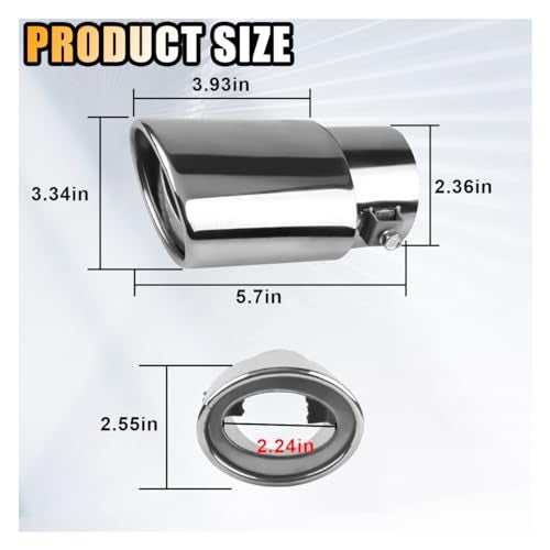 smilfuy Stainless Steel Car Exhaust Tip 25 Inlet 33 Outlet Adjustable ChromePlated Finish Exhaust Tailpipe Car Exhaust Pipe Modification Tail Throat Tail Pipe Fit for Most Cars Straight Silver - Image 3