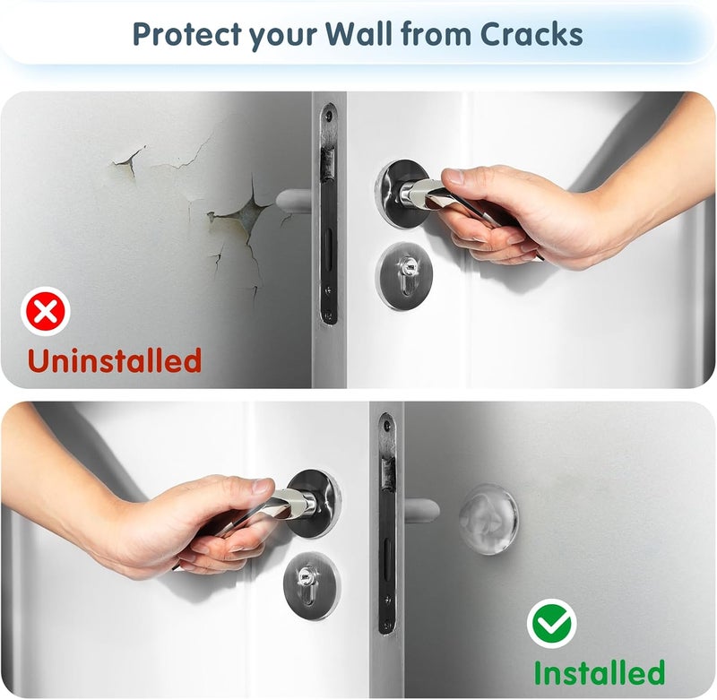 6Pcs Washable Silicone Wall Door Handle Stopper with Strong Adhesive - Clear - Image 3