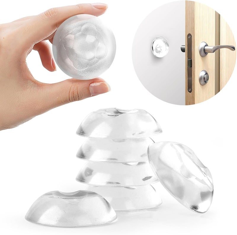 6Pcs Washable Silicone Wall Door Handle Stopper with Strong Adhesive - Clear - Image 1