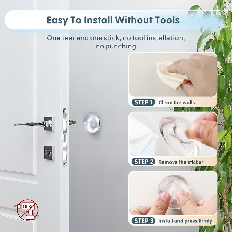 6Pcs Washable Silicone Wall Door Handle Stopper with Strong Adhesive - Clear - Image 5