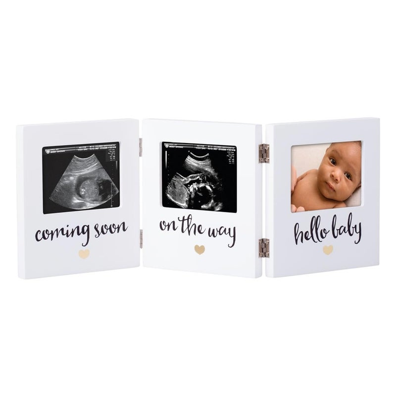 Pearhead Triple Sonogram Keepsake Photo Frame, Gender Neutral Ultrasound Keepsake, Ideal Pregnancy Gift For First Time Moms, Baby Shower and Nursery Decor, 3.5â€x2.5â€ Photo Insert, White - Image 1