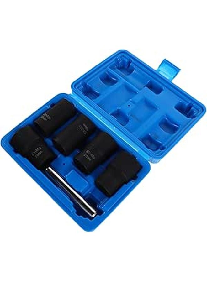 6 Pcs Left Hand Thread Bolt Extractor Socket Set 16mm 19mm for Stripped Lug Nut Removal - Image 1