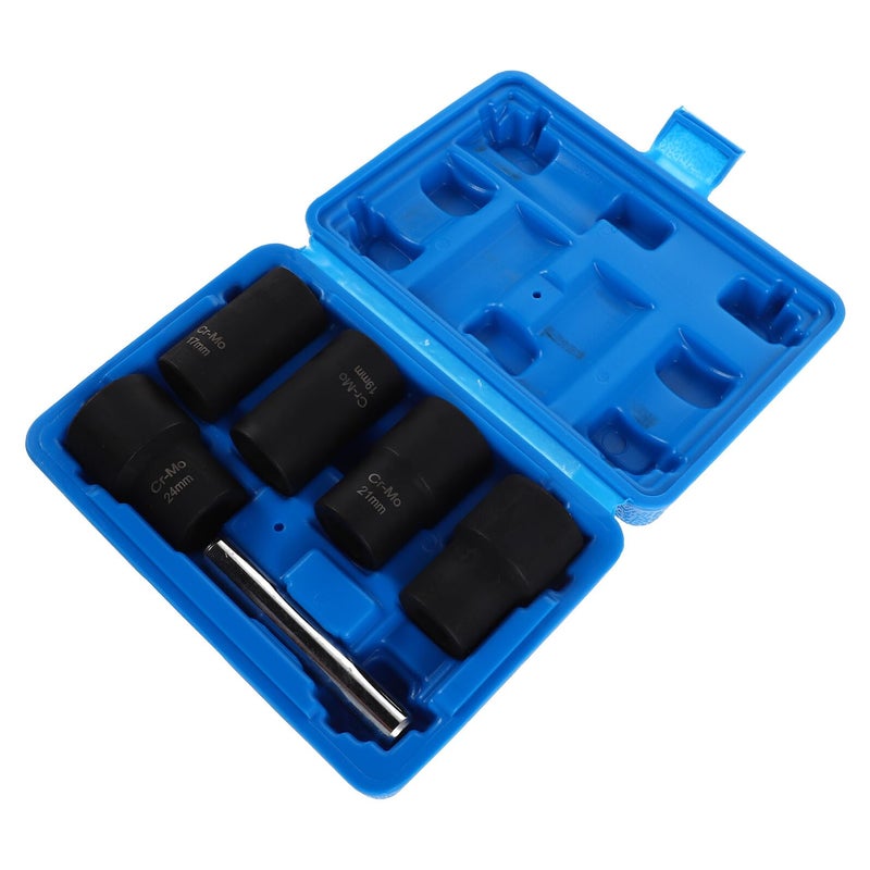 6 Pcs Left Hand Thread Bolt Extractor Socket Set 16mm 19mm for Stripped Lug Nut Removal - Image 2