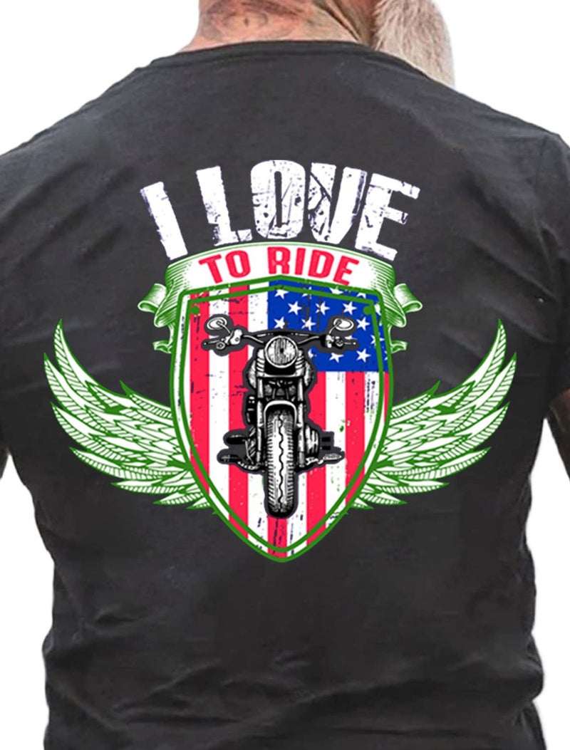 Foreign Trade Cross-border European and American Code plus size I LOVE TO RIDE Letter Printing Men's Cotton Summer T-Shirt - Image 4
