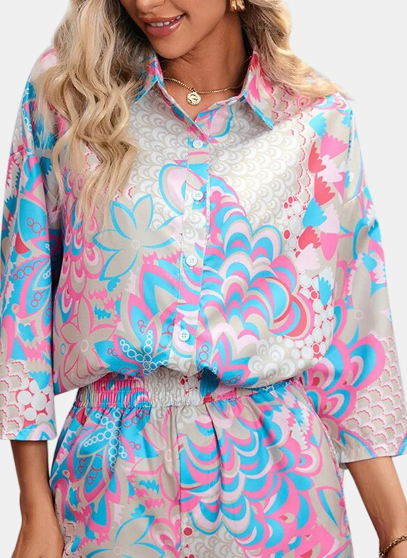 يونيكي Multicolour Printed Short With Shirt