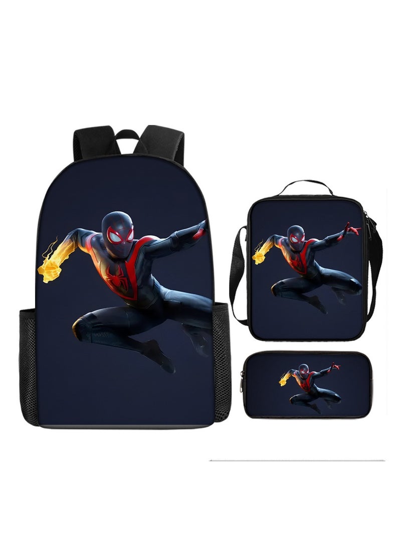 Backpacker Spider-Man Cartoon Digital Printing Children's Student School Bag Backpack 29*16*42CM + Shoulder Bag 19*6*23CM + Pencil Case 24*7*11CM Three-piece Set - Image 1