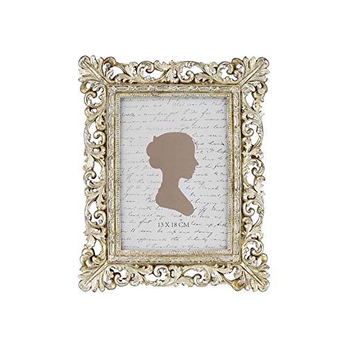 Sunlit Vintage Picture Frame 5x7 Inch Luxury Antique Photo Frames with Glass Front Photo Display Tabletop Wall Hanging Gift Ideas Antique Gold Silver