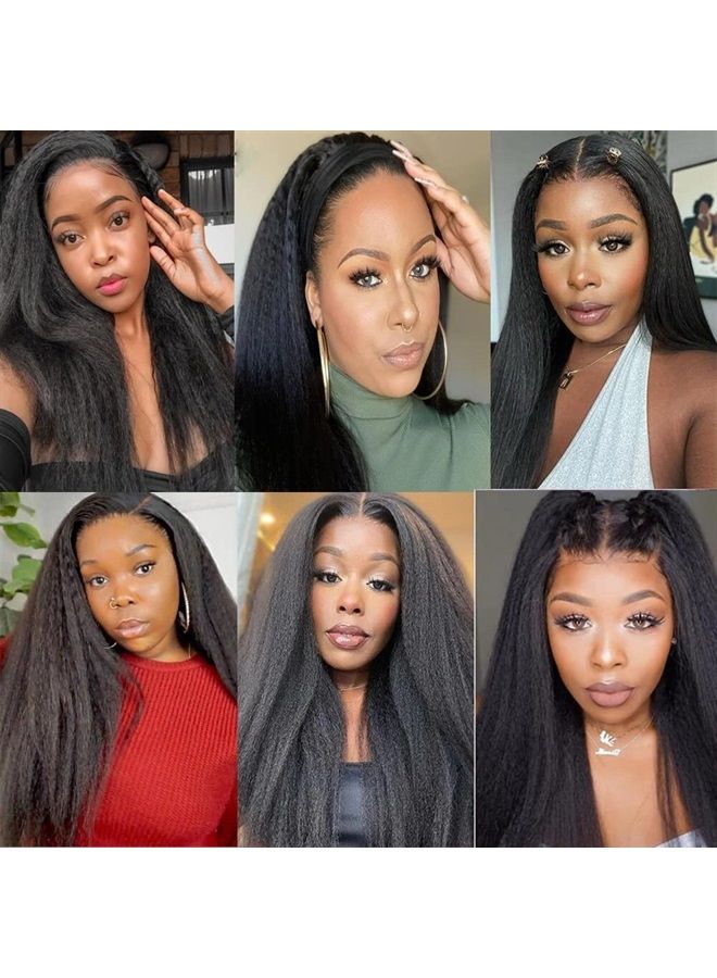 DAIMER Kinky Straight Human Hair 3 Bundles 100G/Pcs Yaki Straight Bundles Human Hair Unprocessed Brazilian Virgin Human Hair Extensions Double Weft Bundles Sew In Hair Weave Natural Black 16 18 20Inch - Image 4