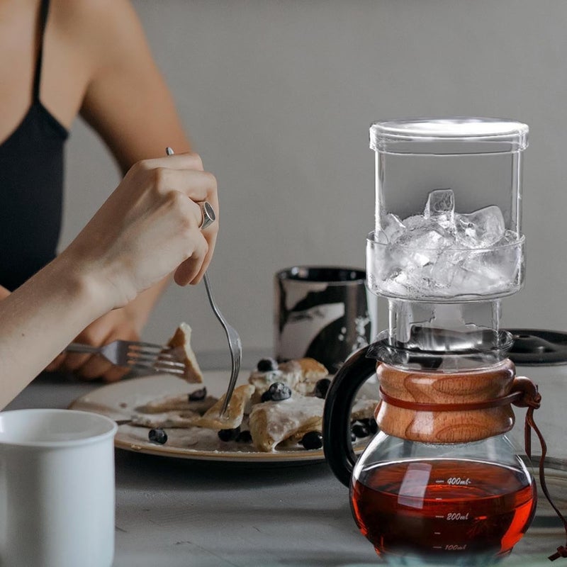 Cold Brew Coffee Maker Glass Ice Dripping Pot Multi-functional Coffee Teapot Handcrafted Glass Water Kettle Suitable for Home and Travel 1-set - Image 3