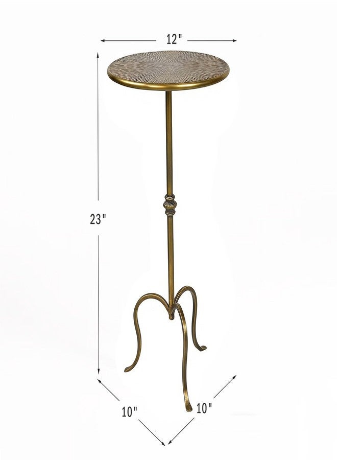 طاولة جانبية معدنية من ريمينا، طاولة قهوة على طراز مارتيني، طاولة عتيقة صغيرة مستديرة مقاس 23 بوصة لغرفة المعيشة أو غرفة النوم. - Image 3