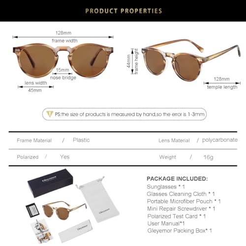 Gleyemor Kids Polarized Cute Round Sunglasses for Kids Girls Boys Age 3-8 (Amber Stripe Frame/Brown Lens) - Image 5