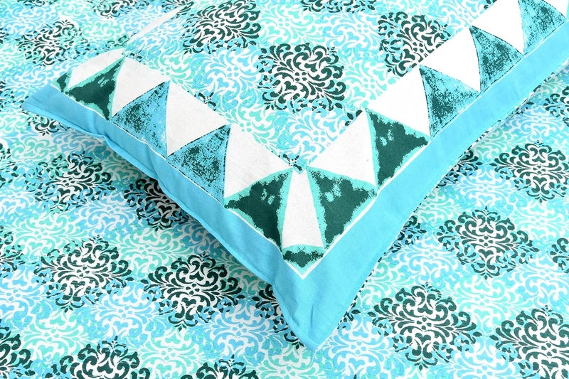EasyGoods 240 TC Cotton Bedsheet for Double Bed Floral BlueEthnic24 Bedsheet King Size Bed CottonKing Size BedsheetDouble Bedsheet with 2 Pillow Covers 90x108 InchHandcrafted Bed Sheets - Image 1