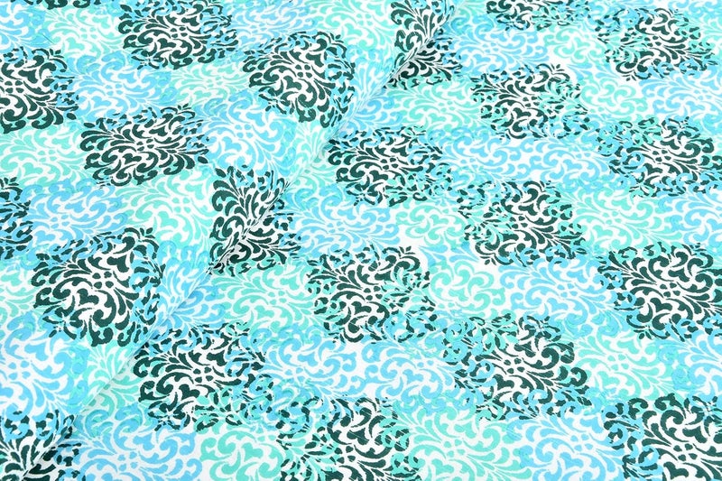 EasyGoods 240 TC Cotton Bedsheet for Double Bed Floral BlueEthnic24 Bedsheet King Size Bed CottonKing Size BedsheetDouble Bedsheet with 2 Pillow Covers 90x108 InchHandcrafted Bed Sheets - Image 3