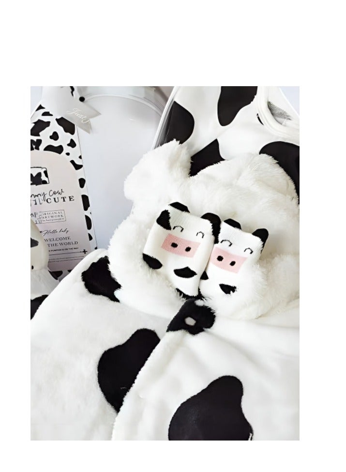 Newborn Baby Giftset with Jumpsuit and Romper in Cow Theme for Boys and Girls - Image 3
