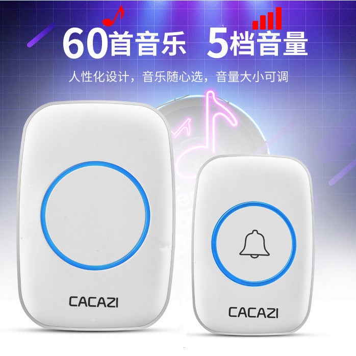 Cross-border e-commerce music electronic remote control ding dong exchange a drag a US, Japan, UK and Europe standard doorbell wireless waterproof White - Image 4