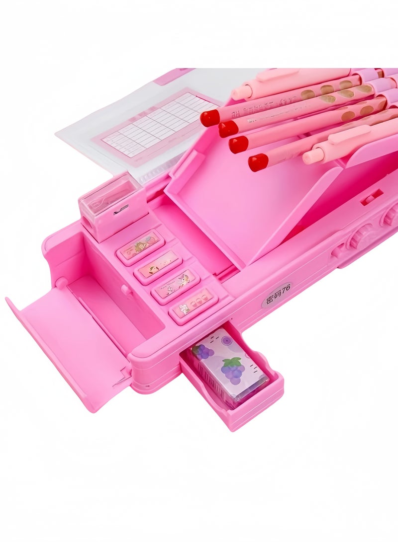 A Pink Pencil Case That Can be Unlocked with Passwords - a Must-Have for Convenient Carrying Office and Reading, the First Choice for Gifts for Young Girls at Home and School Supplies  - Image 1