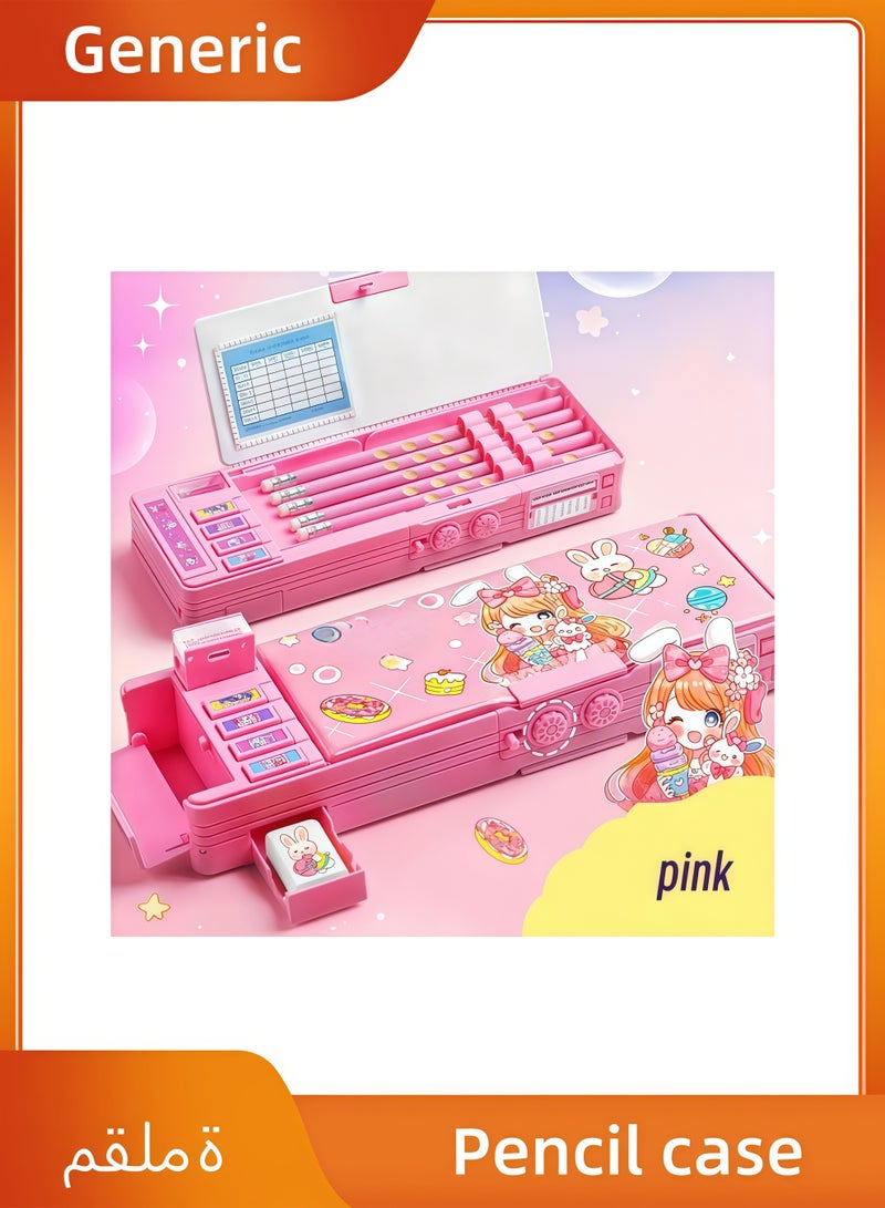 A Pink Pencil Case That Can be Unlocked with Passwords - a Must-Have for Convenient Carrying Office and Reading, the First Choice for Gifts for Young Girls at Home and School Supplies - Image 1