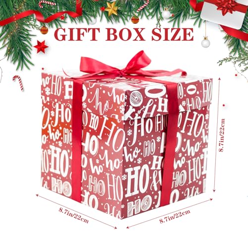 JWSCYSY Assorted Color Christmas Gift Boxes with Lids Tissue Papers and Ribbons Medium Square Gift Boxes 4 Pcs 87 Inch Gift Wrapping Christmas Holiday New Year Presents Party Favor Boxes - Image 3