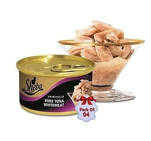 شيبا ديلوكس تونة بيضاء نقية في جيلي للقطط البالغة - 85 جرام (عبوة من 4) 2 كجم