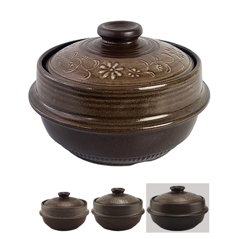 BALWOO Korean Pot Mud Earthenware Ttukbaegi Natural Mud Glaze Ceramic Clay Cooking Pot Casserole Heat Resistant Ceramic Earthen Pot ZeroCrack Stone Bowl Stockpot Soup Cookware Pottery Bowl